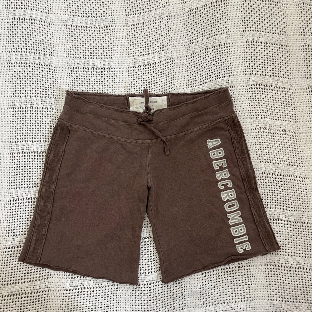 Abercrombie & Fitch Vintage Brown Sweat Shorts Womens XS Logo Moose Athletic